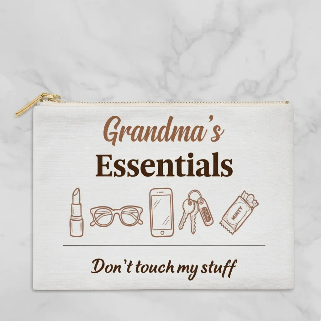 Fabric Zippered Pouch Large - Grandma's Essentials