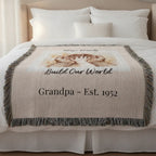 Heirloom Photo Woven Blanket (Portrait) Grandpa Grandchild holding hands