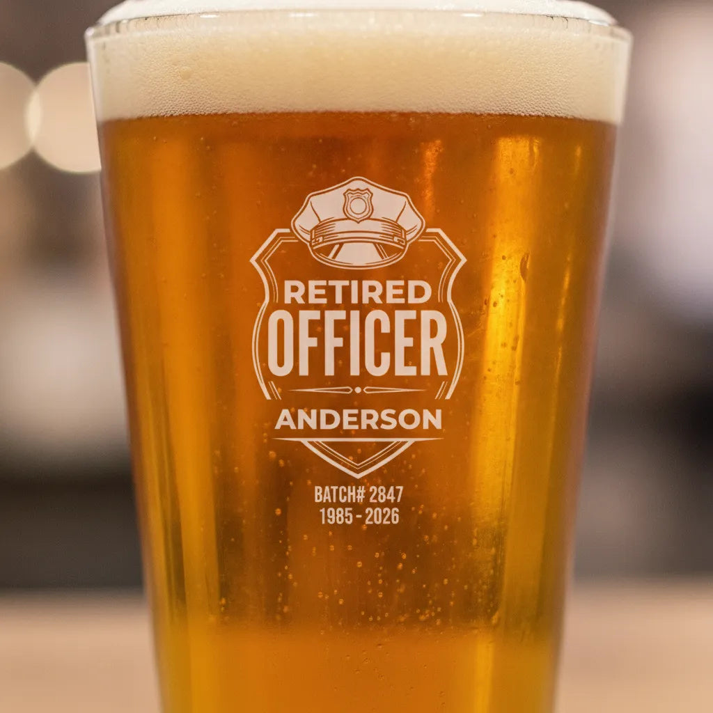 Retired Police Officer Personalized Pint Glass