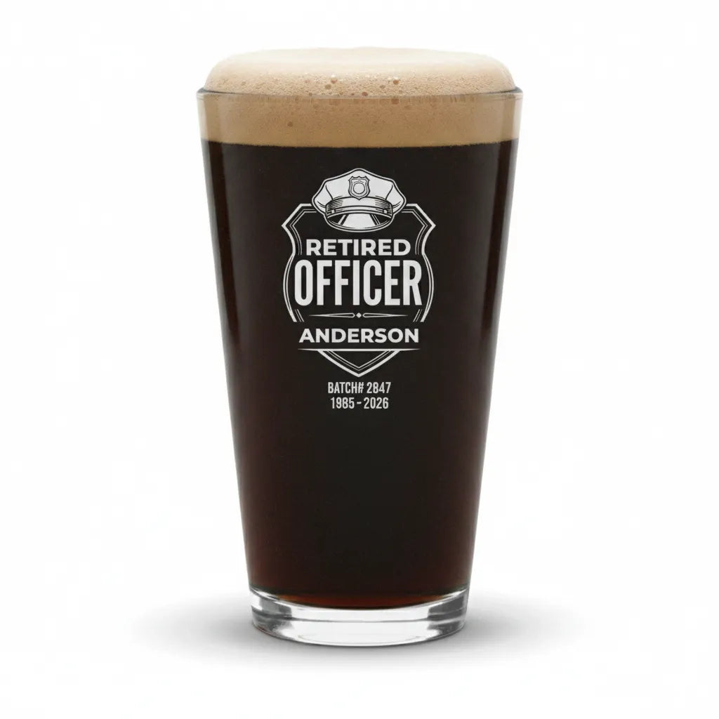 Retired Police Officer Personalized Pint Glass