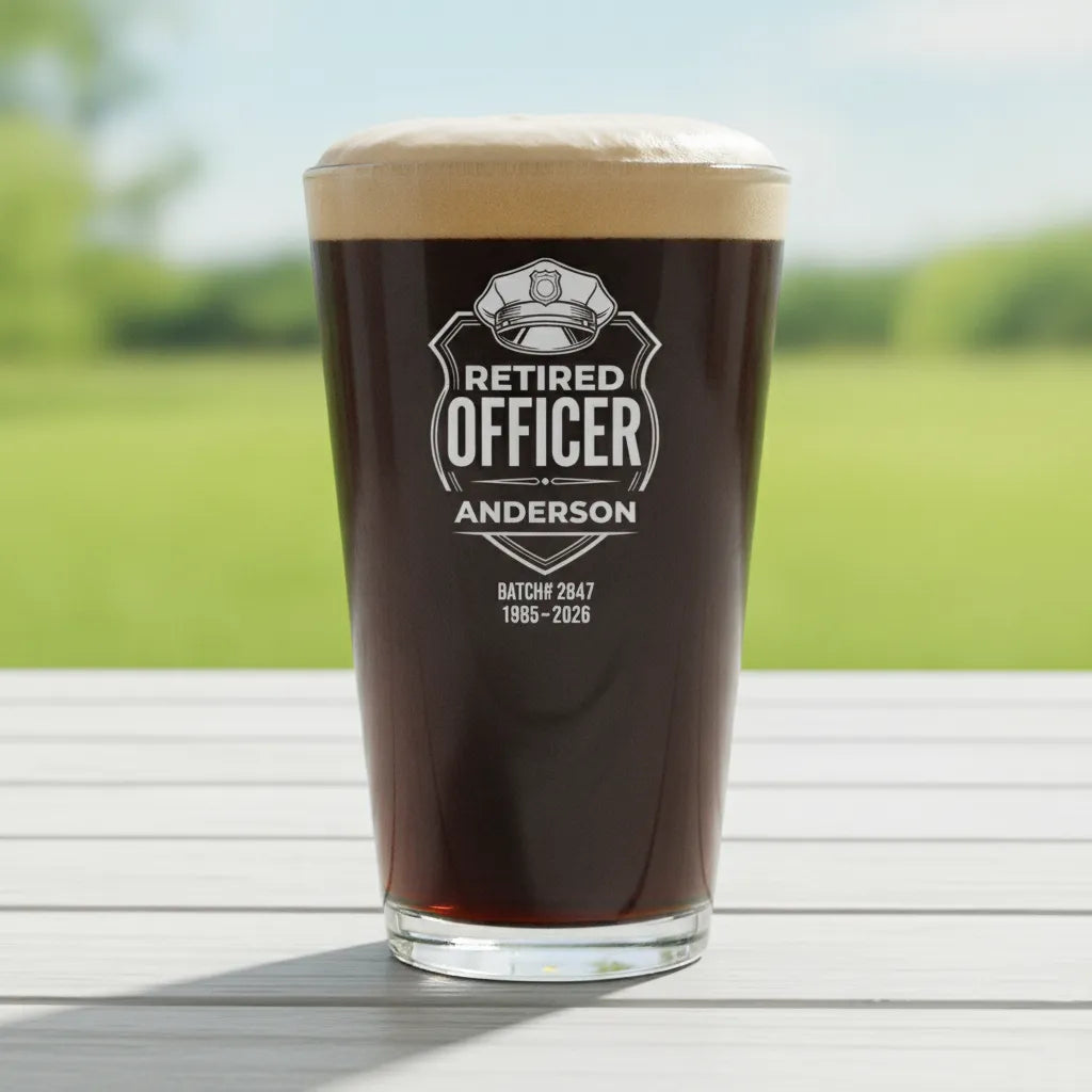 Retired Police Officer Personalized Pint Glass