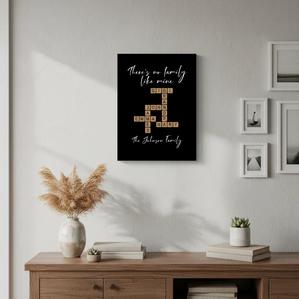 Classic Stretched Canvas There's no family like mine (Black)