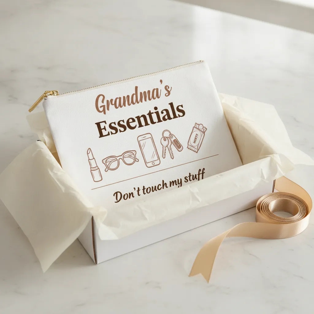 Fabric Zippered Pouch Large - Grandma's Essentials