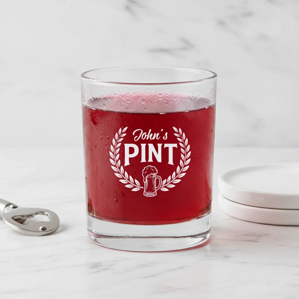 Personalized Pint Crest Whiskey Glass