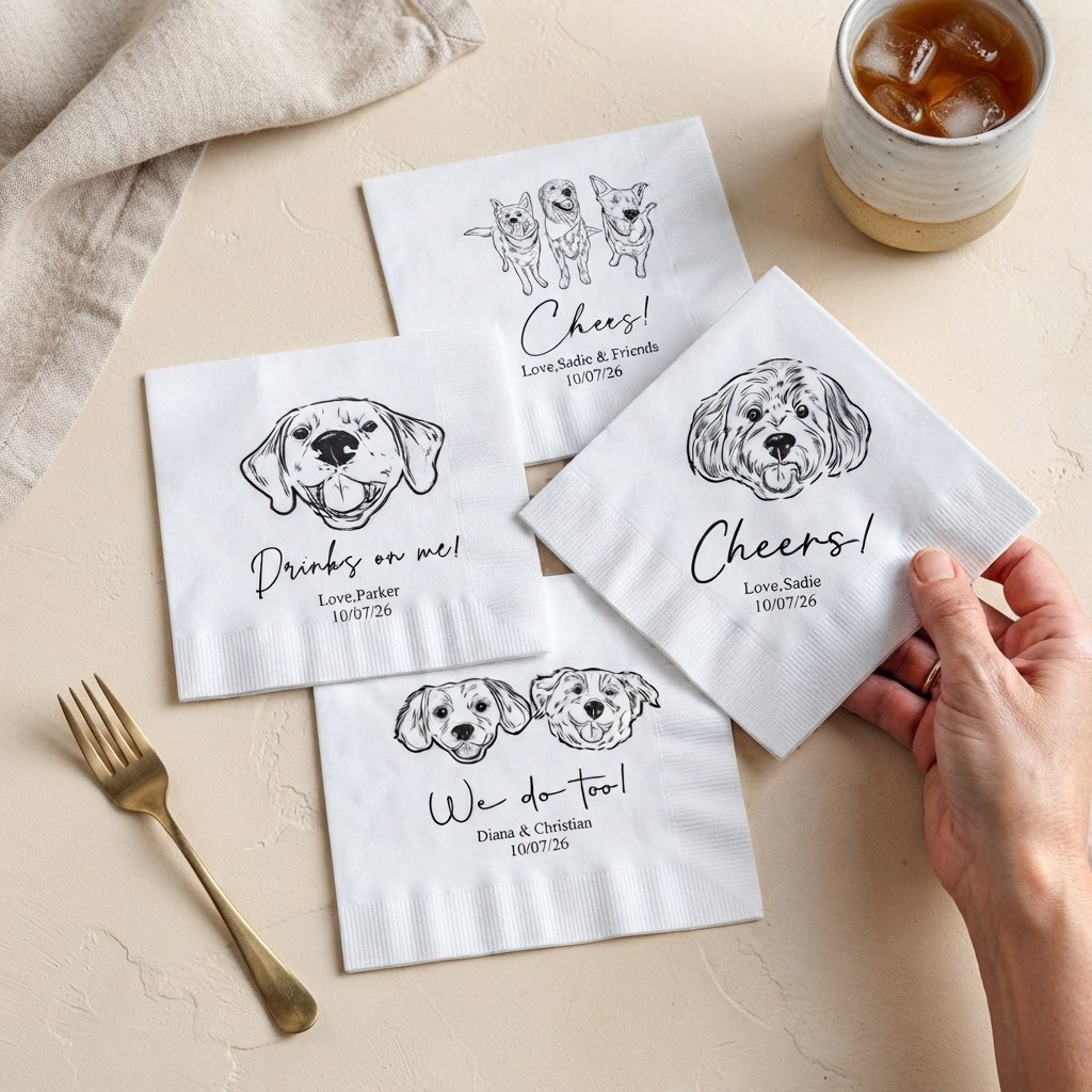 Custom Pet Portrait Cocktail Napkins
