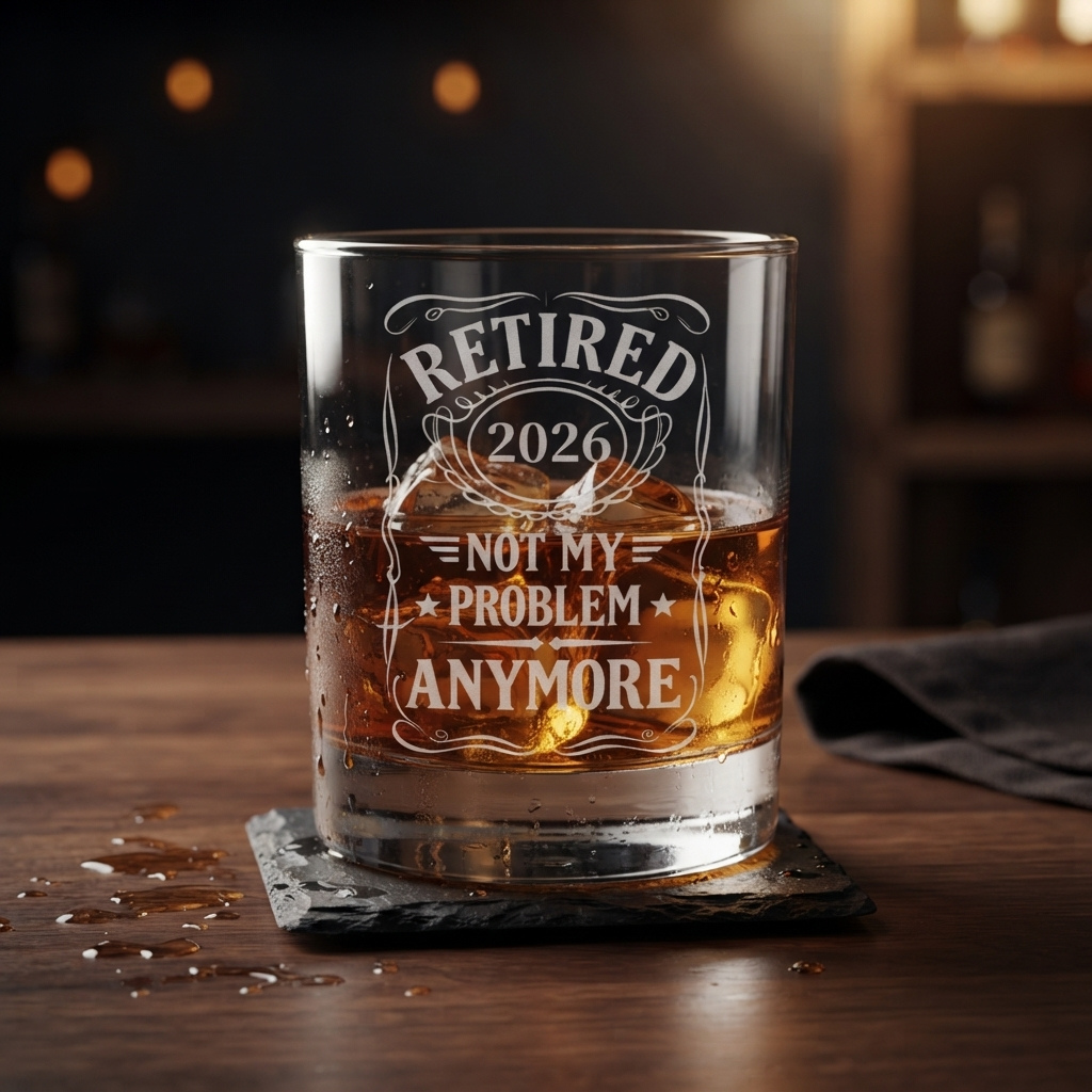 Retirement Whiskey Glass with Custom Year