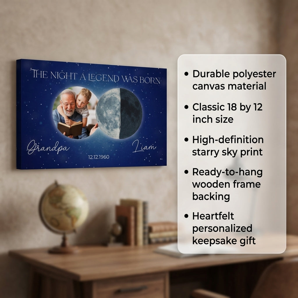 The Night a Legend Was Born Moon Canvas