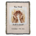 Heirloom Photo Woven Blanket (Portrait) Grandpa Grandchild holding hands