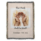 Heirloom Photo Woven Blanket (Portrait) Grandpa Grandchild holding hands