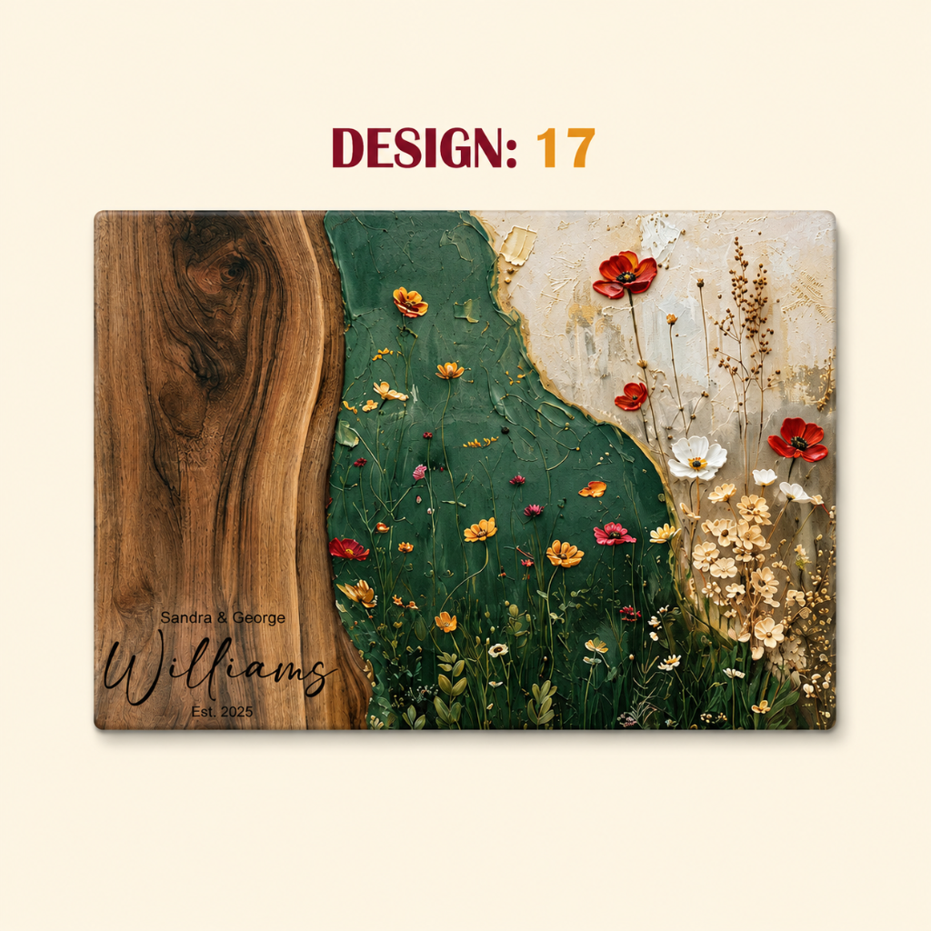 Personalized Wildflower Glass Cutting Board