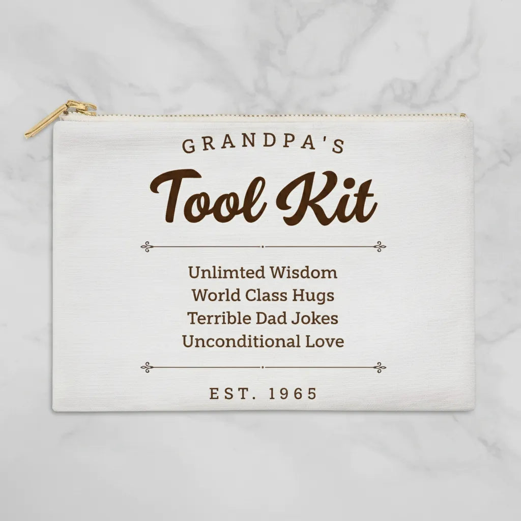 Fabric Zippered Pouch Large Grandpa's Tool Kit
