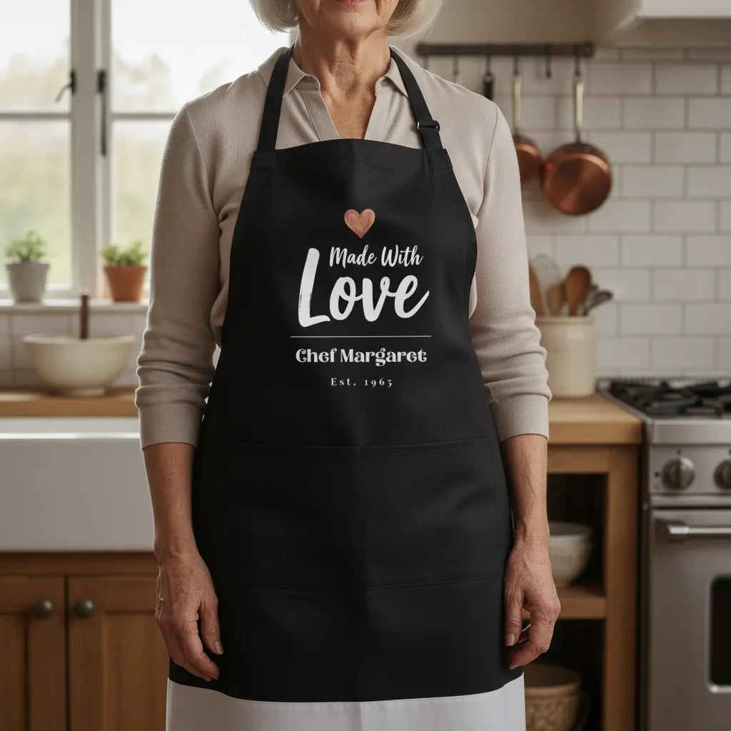 Apron, 5-Color Straps (Made With Love - Black Apron)