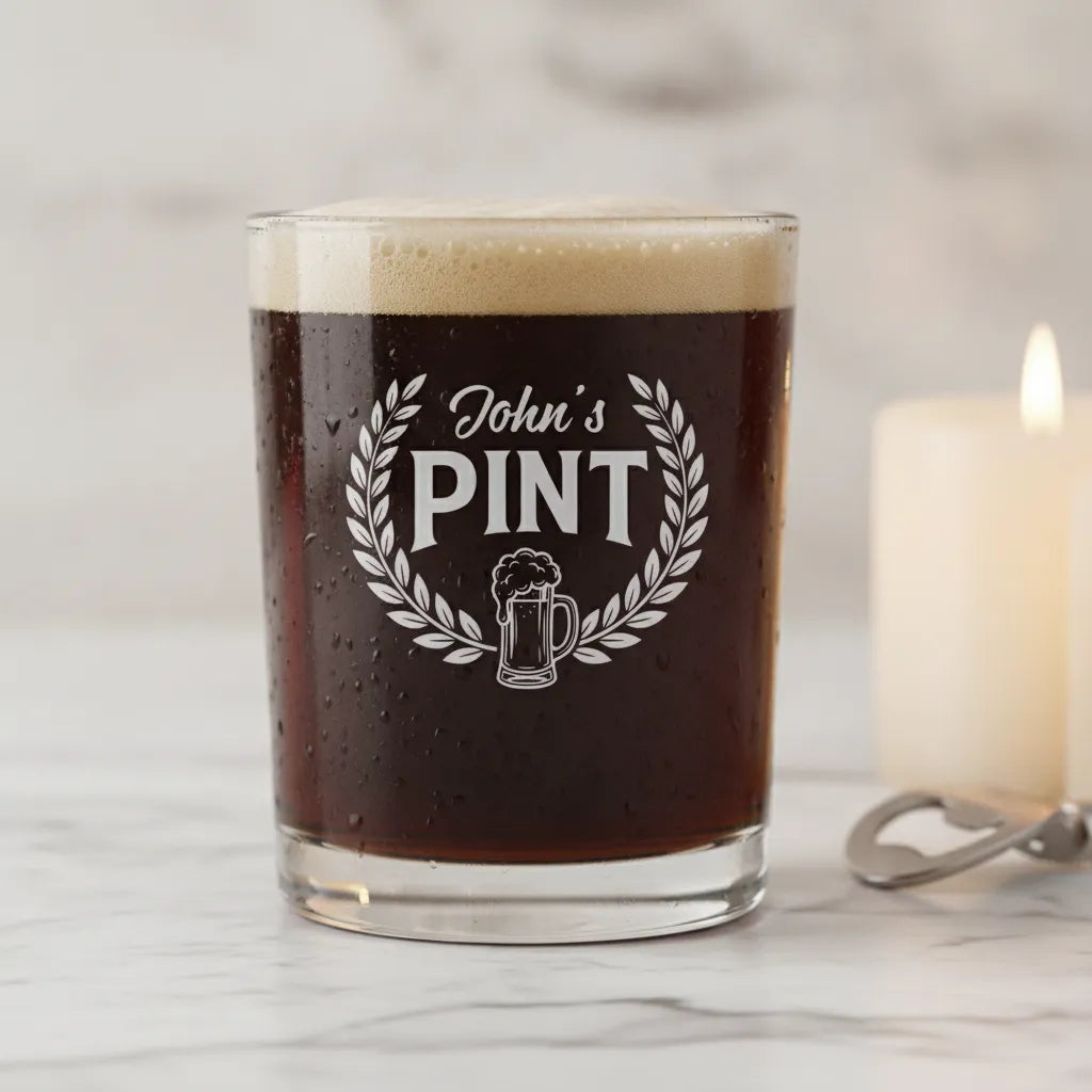 Personalized Pint Crest Whiskey Glass