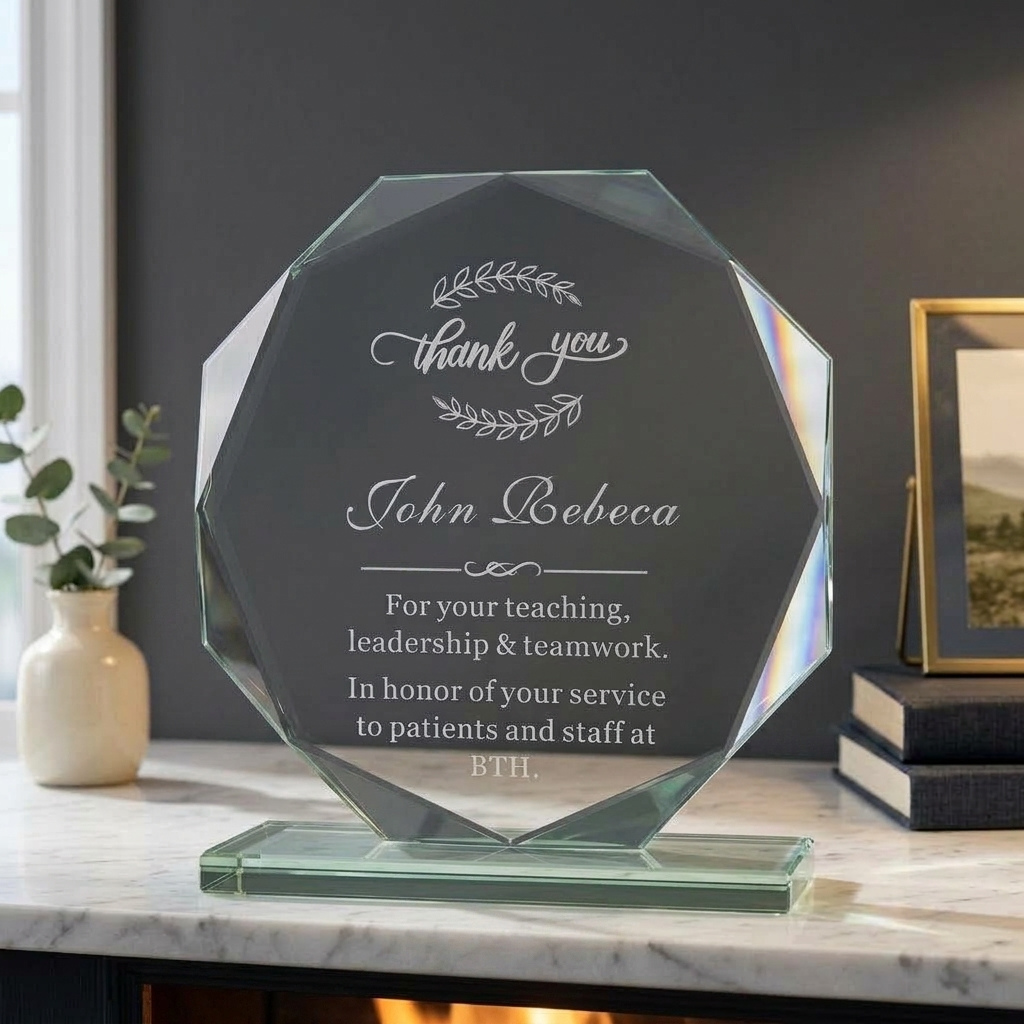 Personalized Glass Award for Retirement