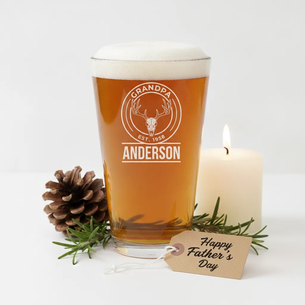 Personalized Hunting Grandpa Pint Glass