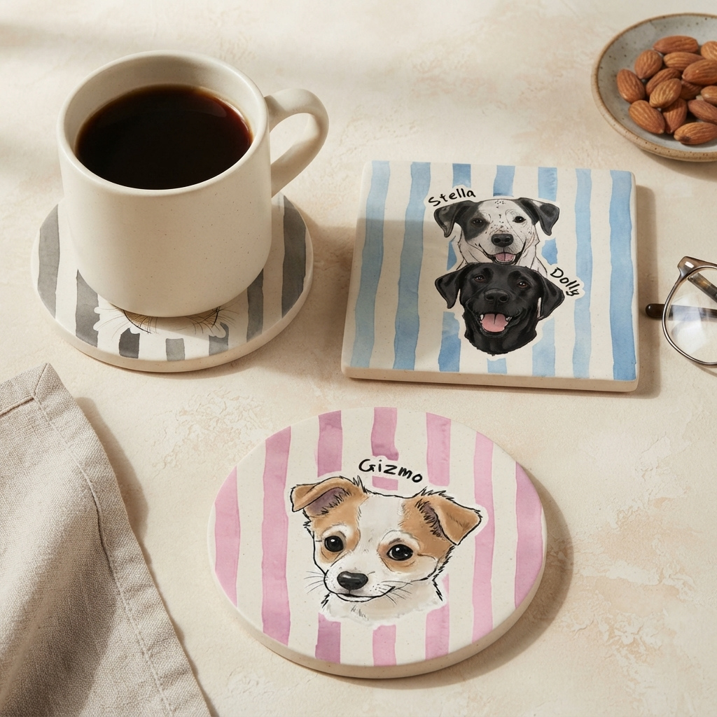 Custom Pet Portrait Ceramic Coaster
