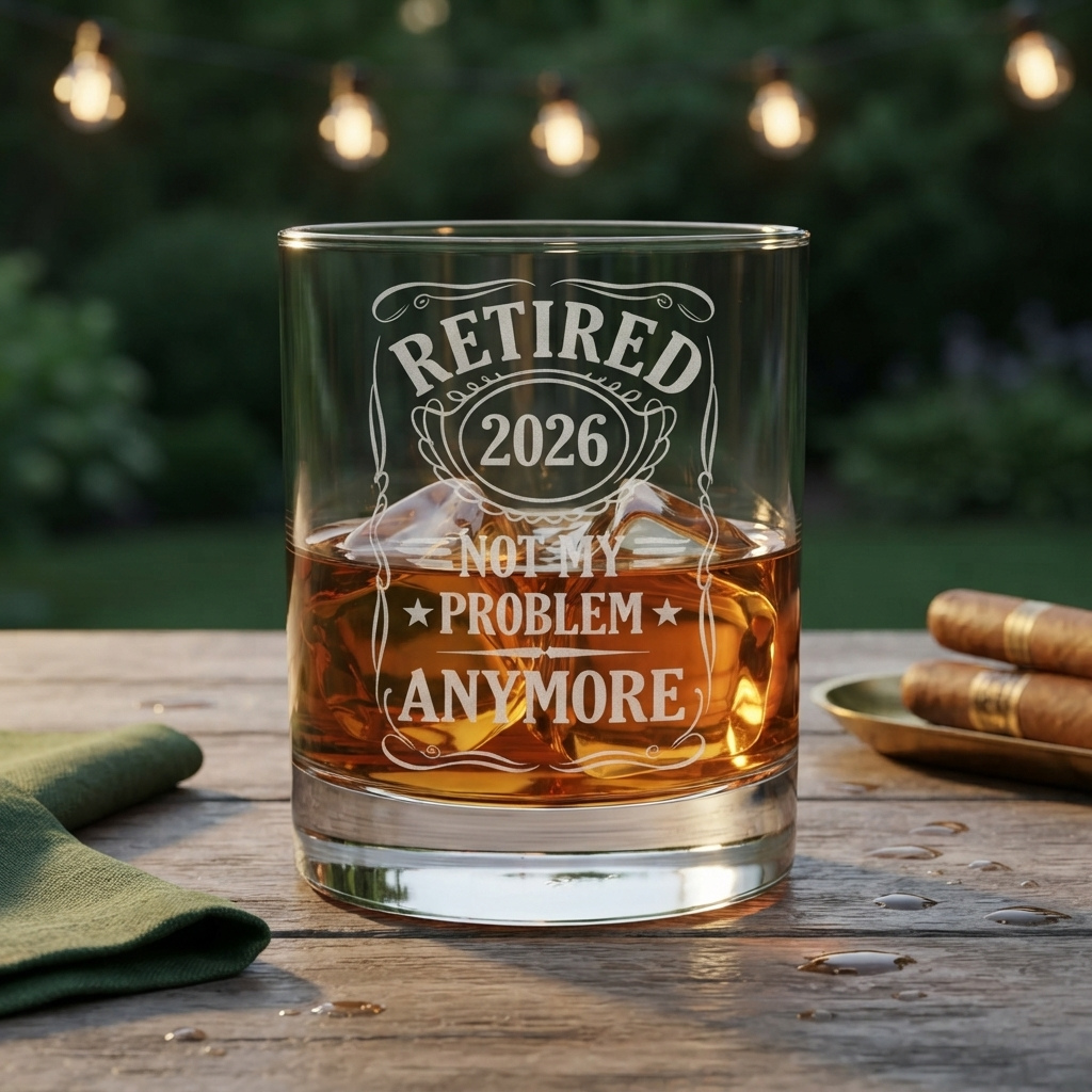 Retirement Whiskey Glass with Custom Year