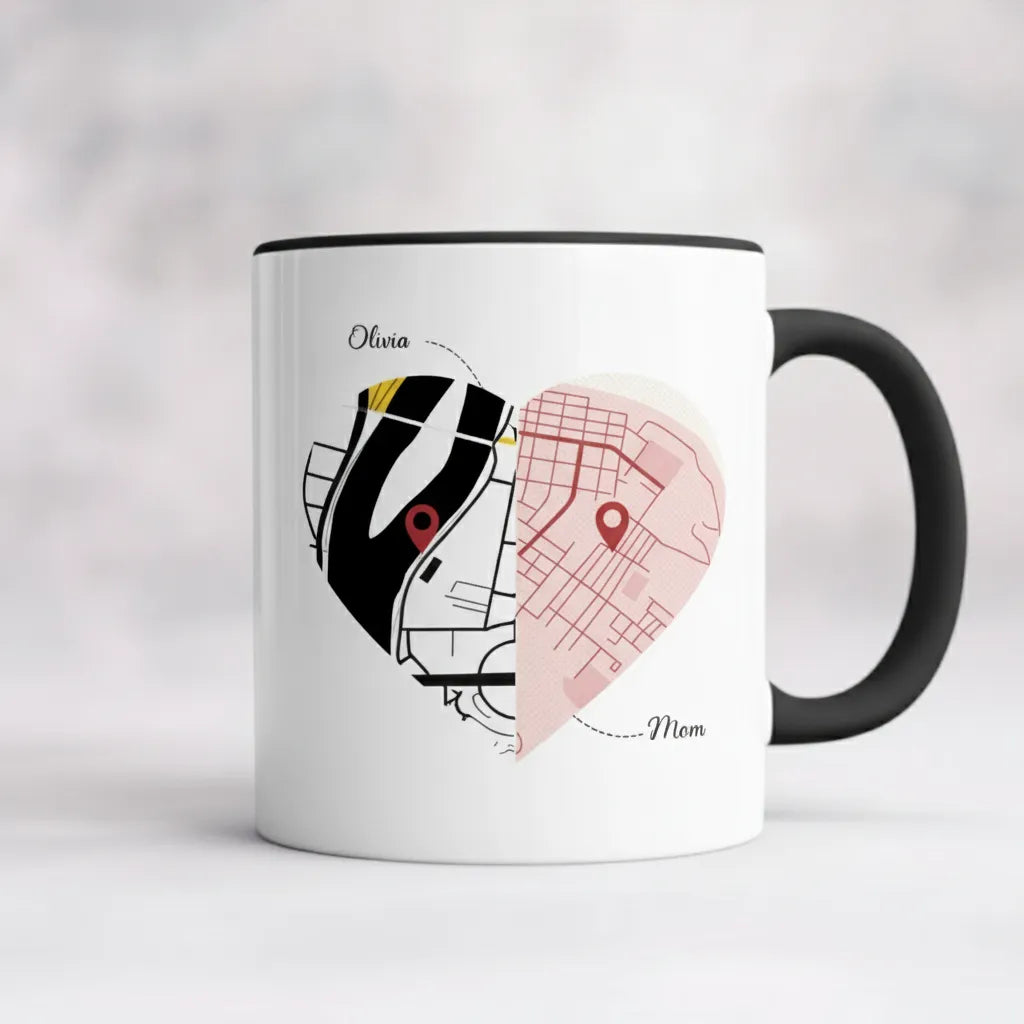Never Too Far Map Location Accent Coffee Mug (11oz)