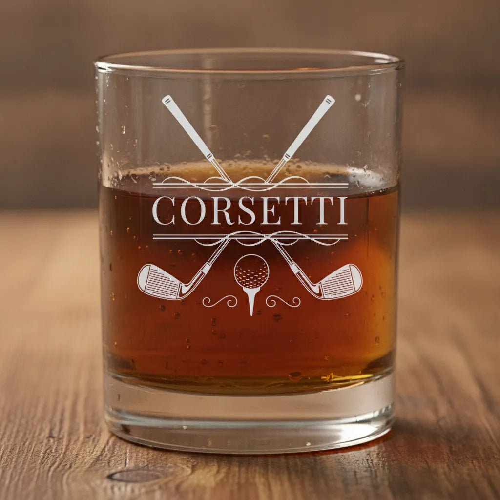 Personalized Cross Clubs Golf Whiskey Glass