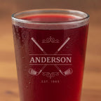 Personalized Crossed Clubs Design Pint Glass
