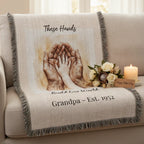 Heirloom Photo Woven Blanket (Portrait) Grandpa Grandchild holding hands