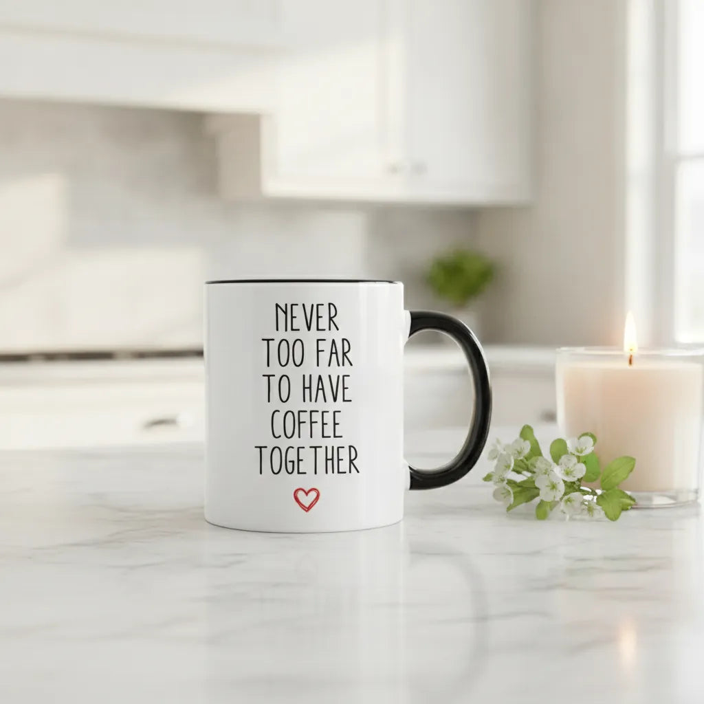 Never Too Far Map Location Accent Coffee Mug (11oz)