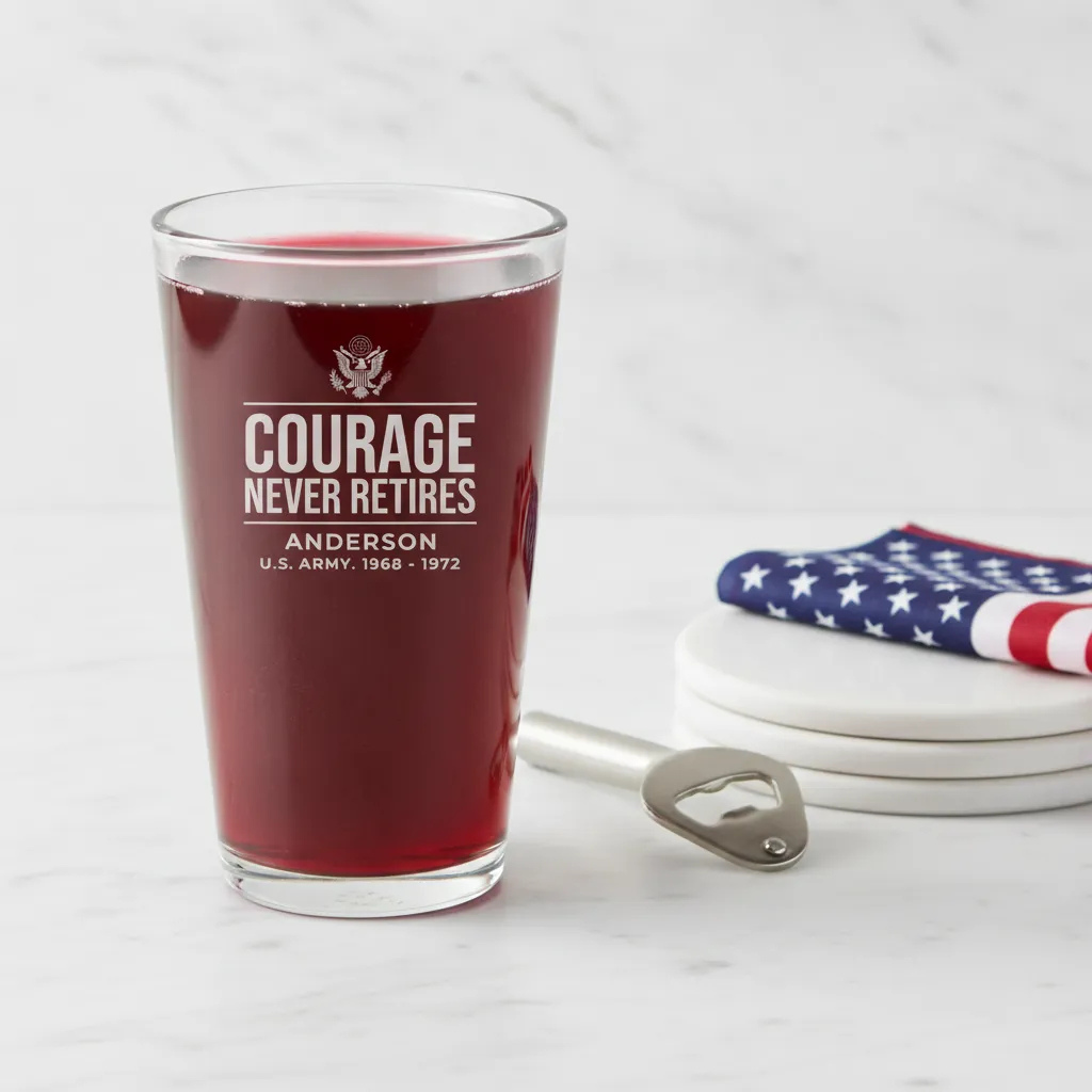 Personalized Courage Never Retires Pint Glass