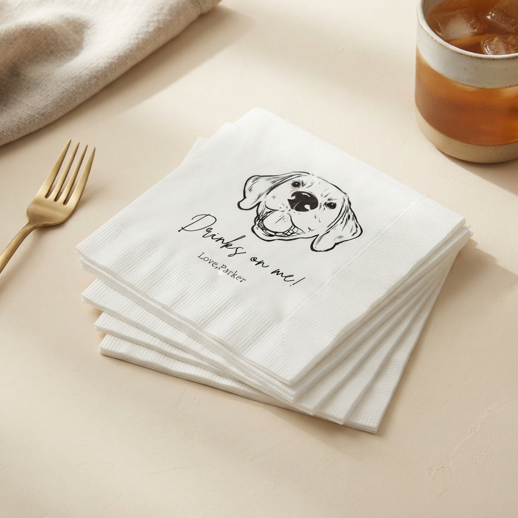 Custom Pet Portrait Cocktail Napkins