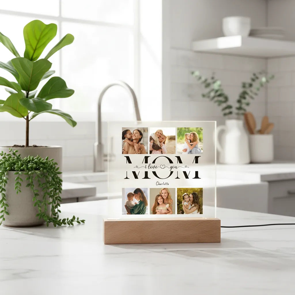 Acrylic Square Plaque (Mom, I/We Love You)
