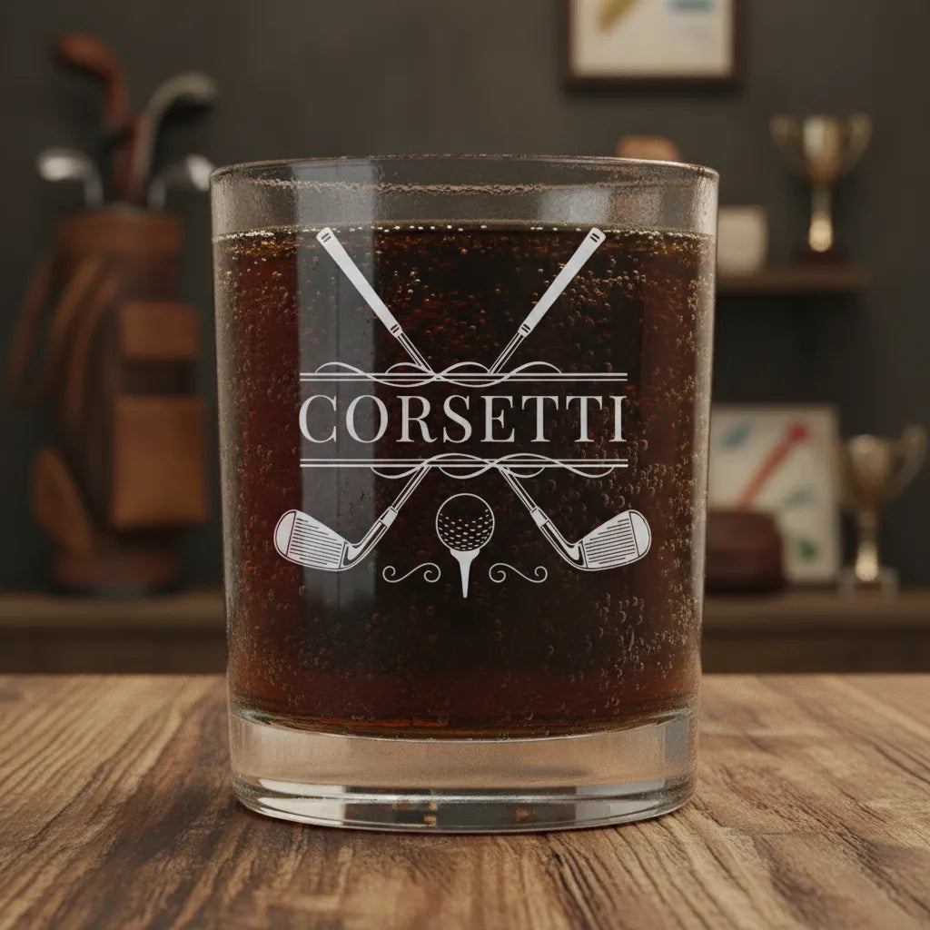 Personalized Cross Clubs Golf Whiskey Glass