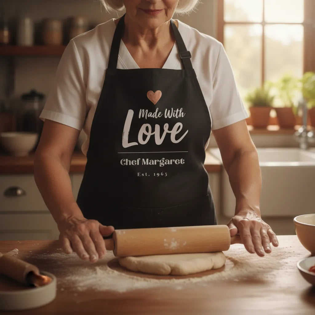 Apron, 5-Color Straps (Made With Love - Black Apron)
