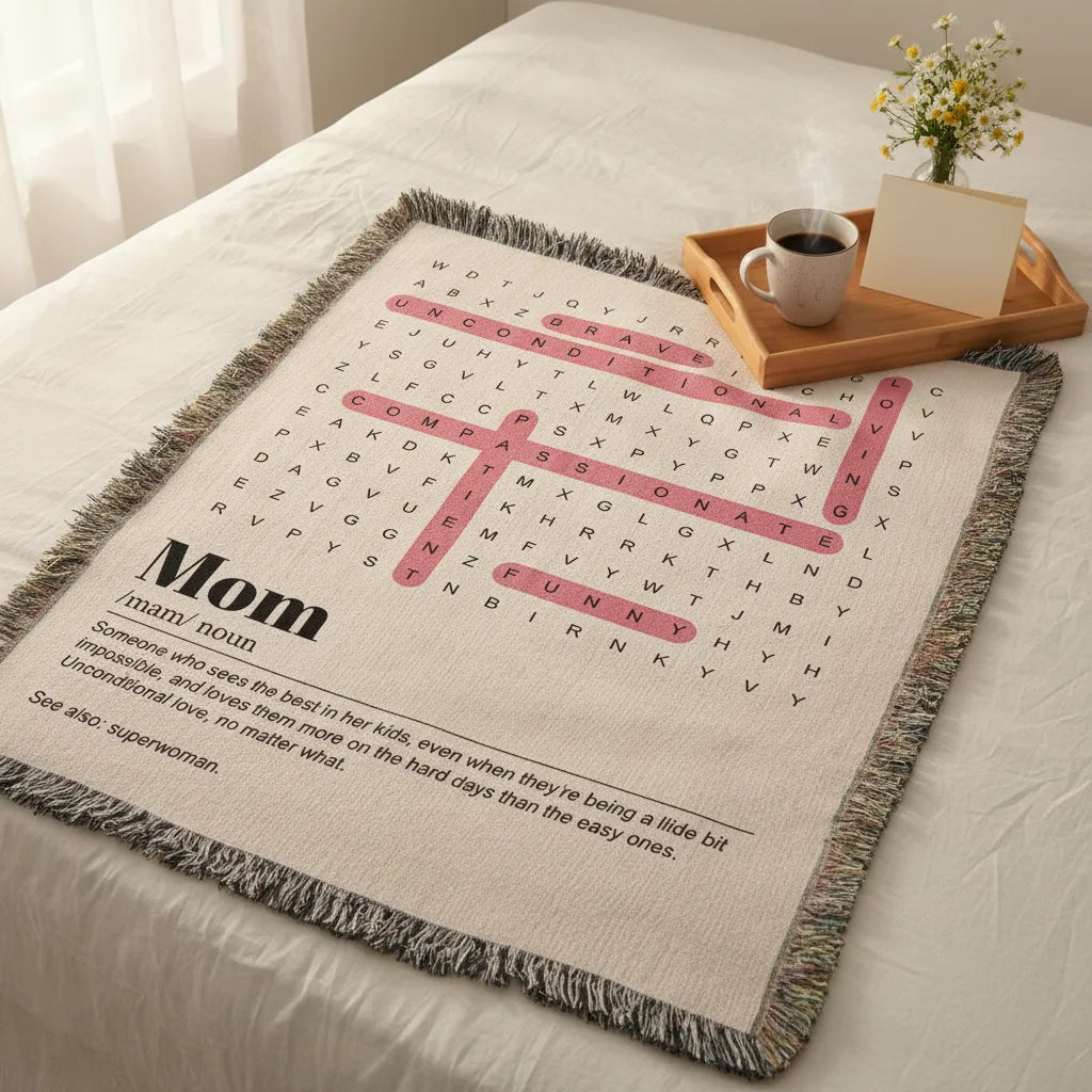 Heirloom Photo Woven Blanket (Portrait) Mom definition