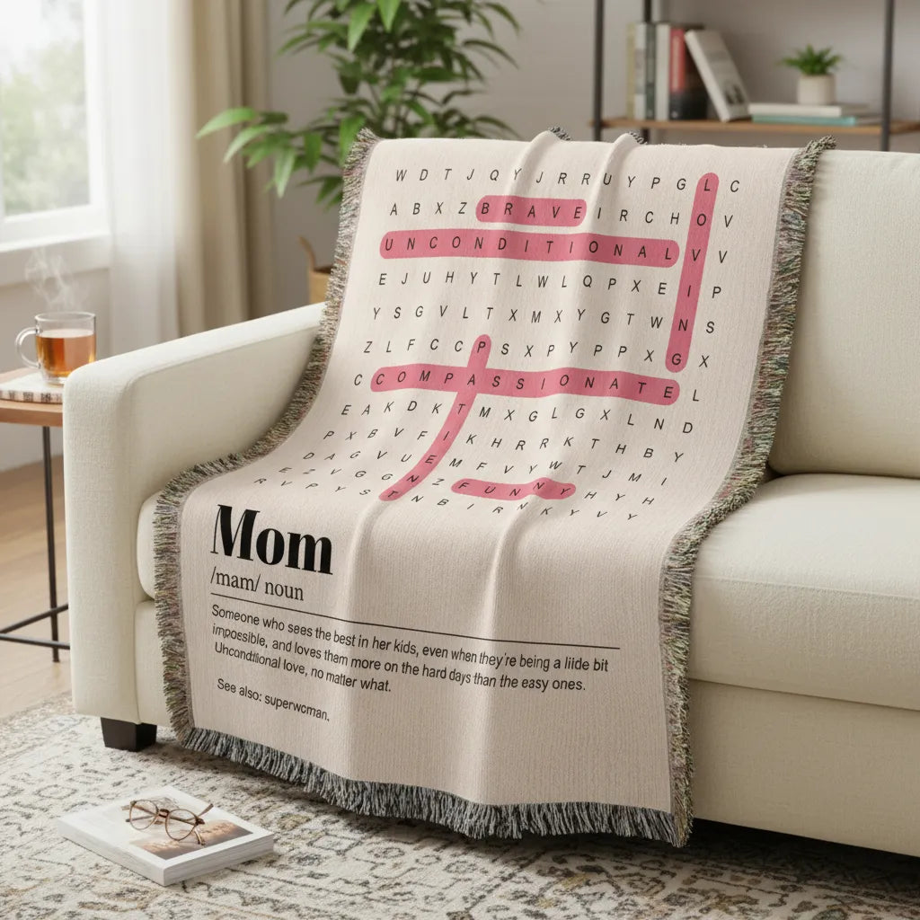 Heirloom Photo Woven Blanket (Portrait) Mom definition