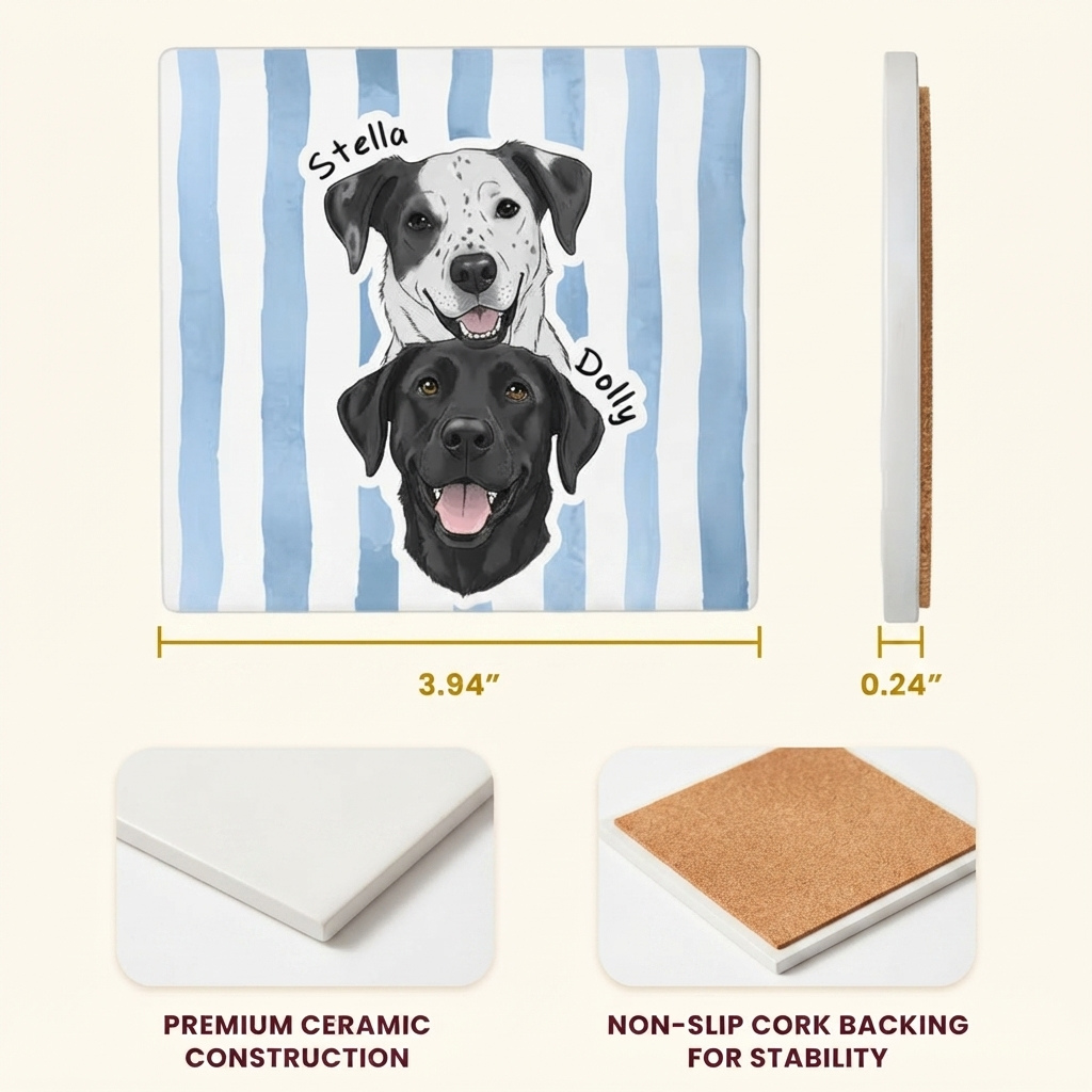 Custom Pet Portrait Ceramic Coaster