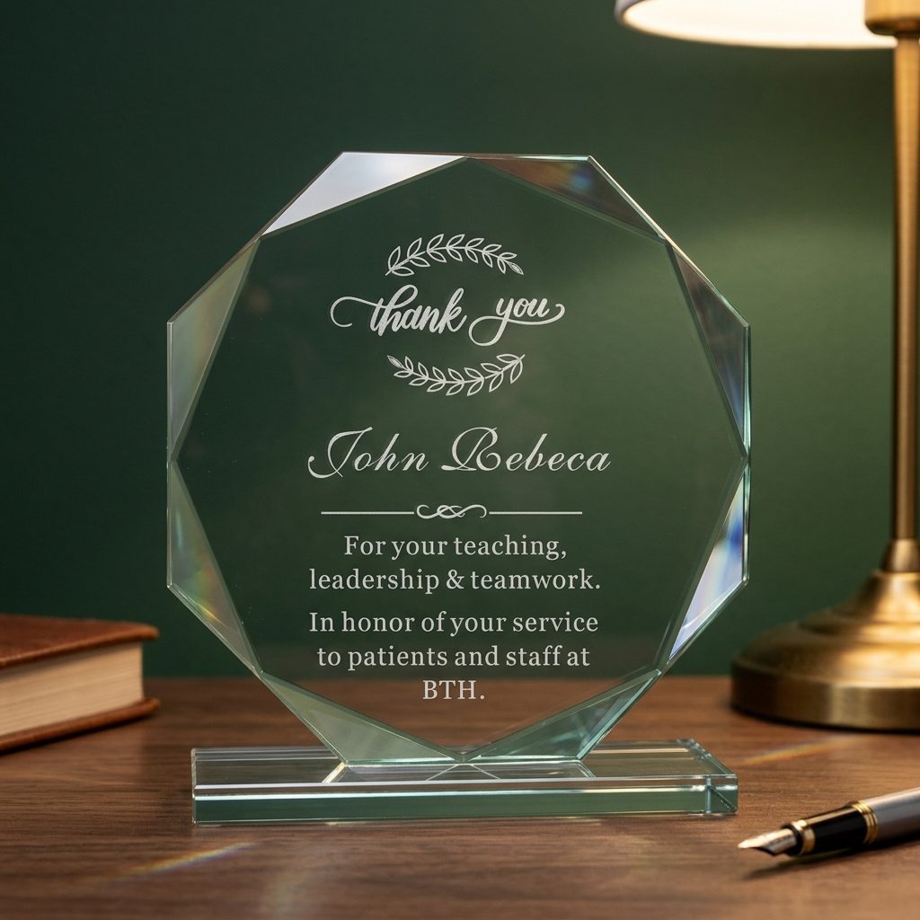 Personalized Glass Award for Retirement