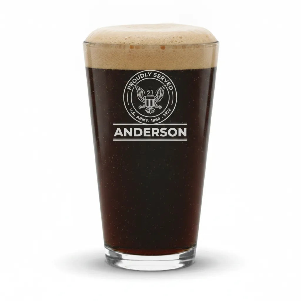 Proudly Served Personalized Veteran Pint Glass