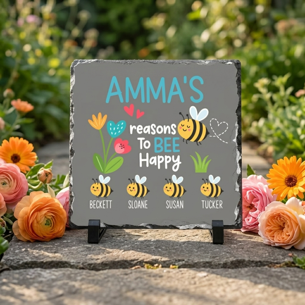 Personalized Grandma Slate Plaque with Grandkids Names