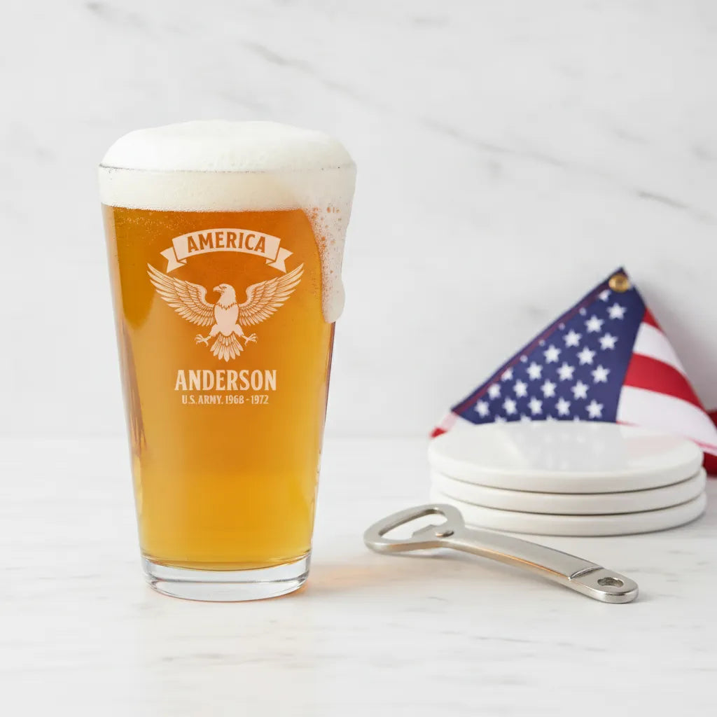 America Ribbon Navy Eagle Pint Glass