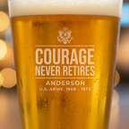 Personalized Courage Never Retires Pint Glass