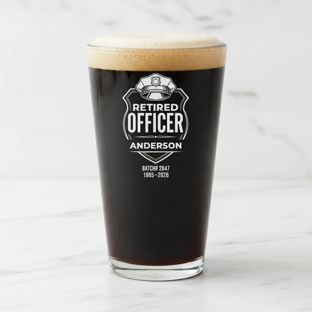 Retired Police Officer Personalized Pint Glass