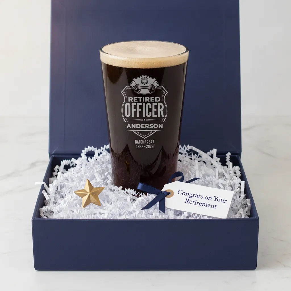 Retired Police Officer Personalized Pint Glass