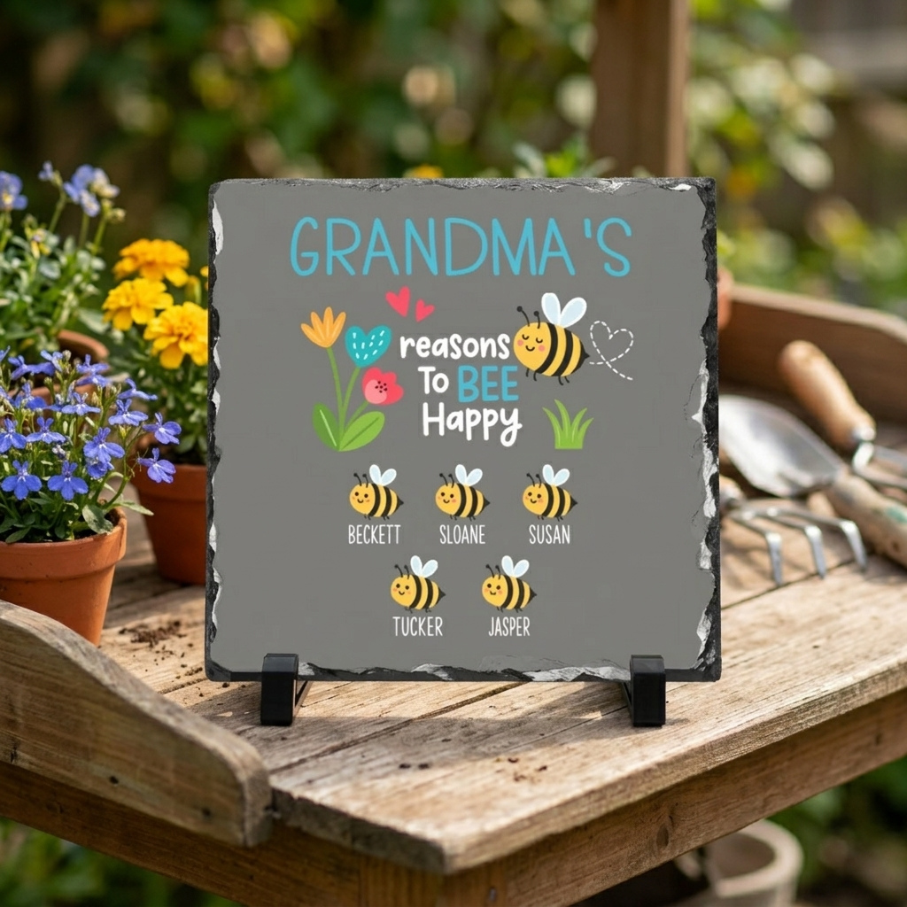 Personalized Grandma Slate Plaque with Grandkids Names