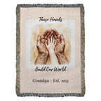 Heirloom Photo Woven Blanket (Portrait) Grandpa Grandchild holding hands
