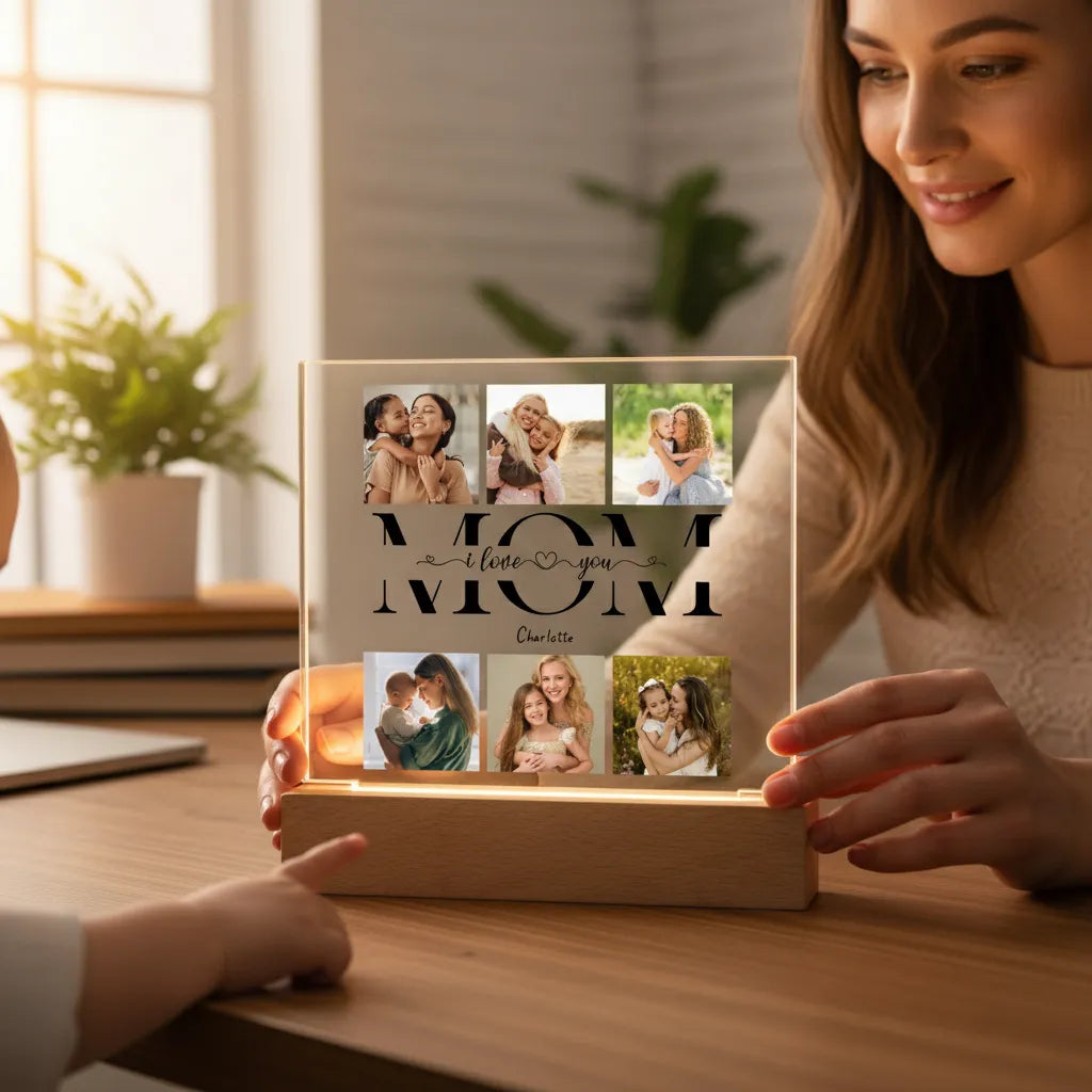 Acrylic Square Plaque (Mom, I/We Love You)