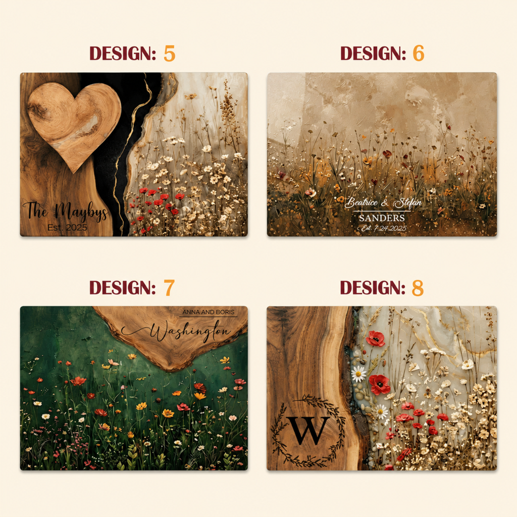 Personalized Wildflower Glass Cutting Board