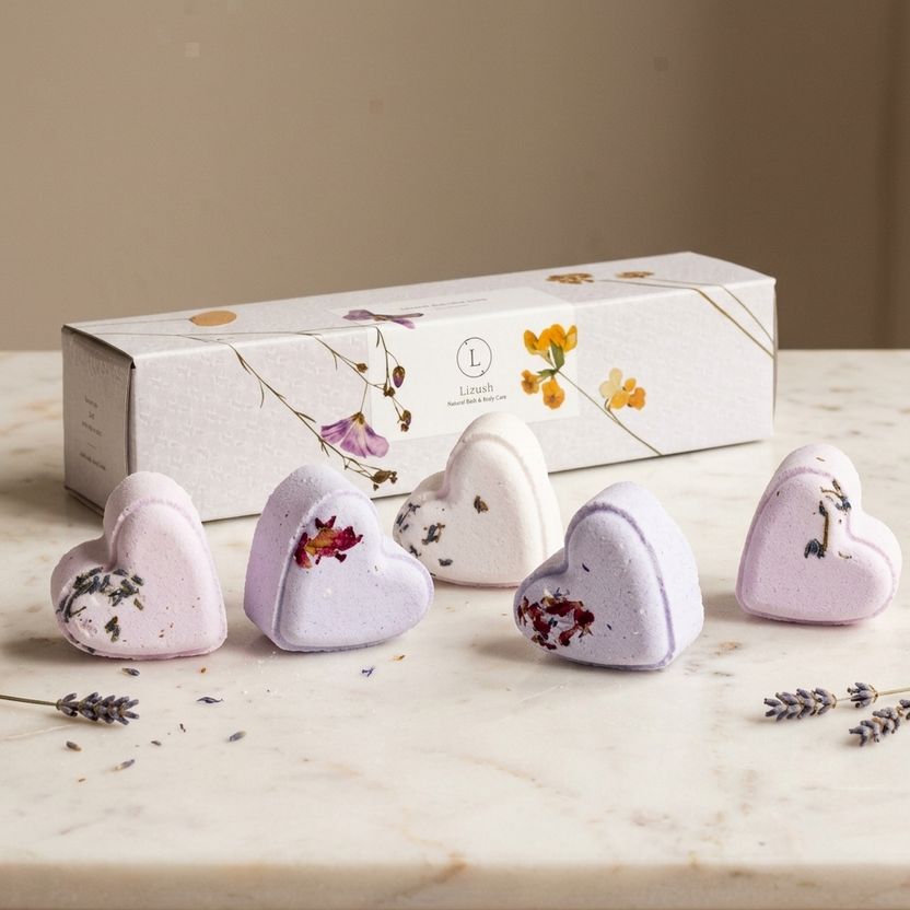 Heart shower steamer gift set for her, a pampering retirement gift for mom