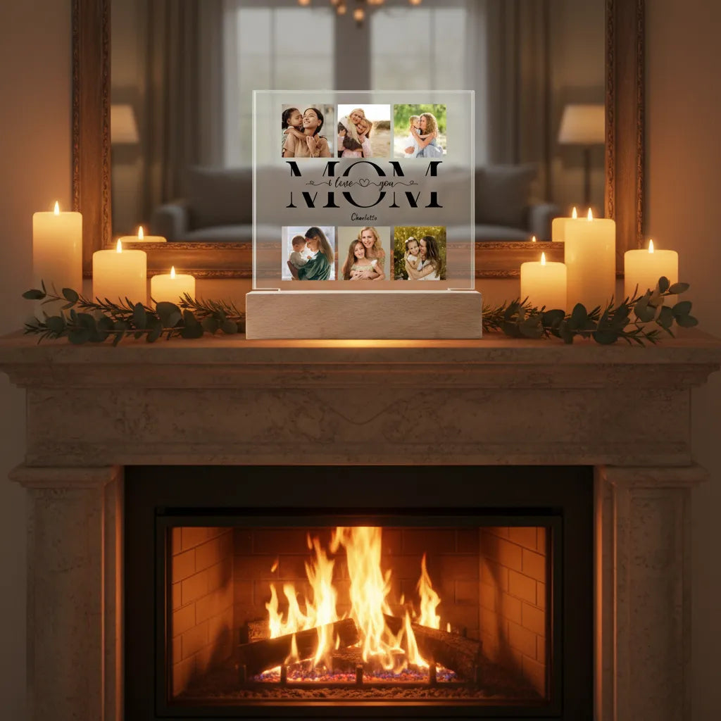 Acrylic Square Plaque (Mom, I/We Love You)