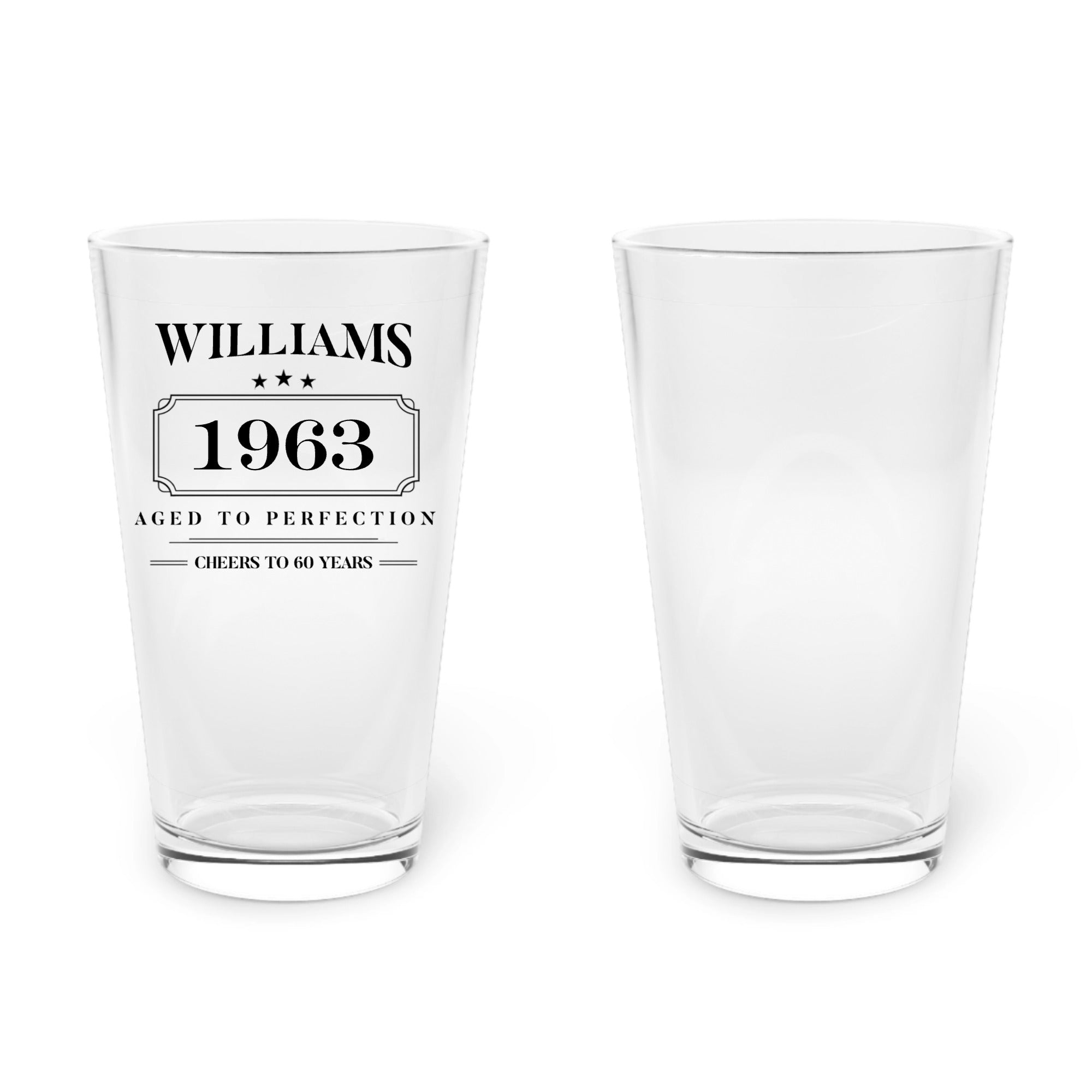 Pint Glass, 16oz. Aged to perfection