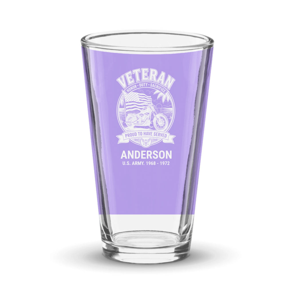 Veteran Motorcycle Personalized Pint Glass