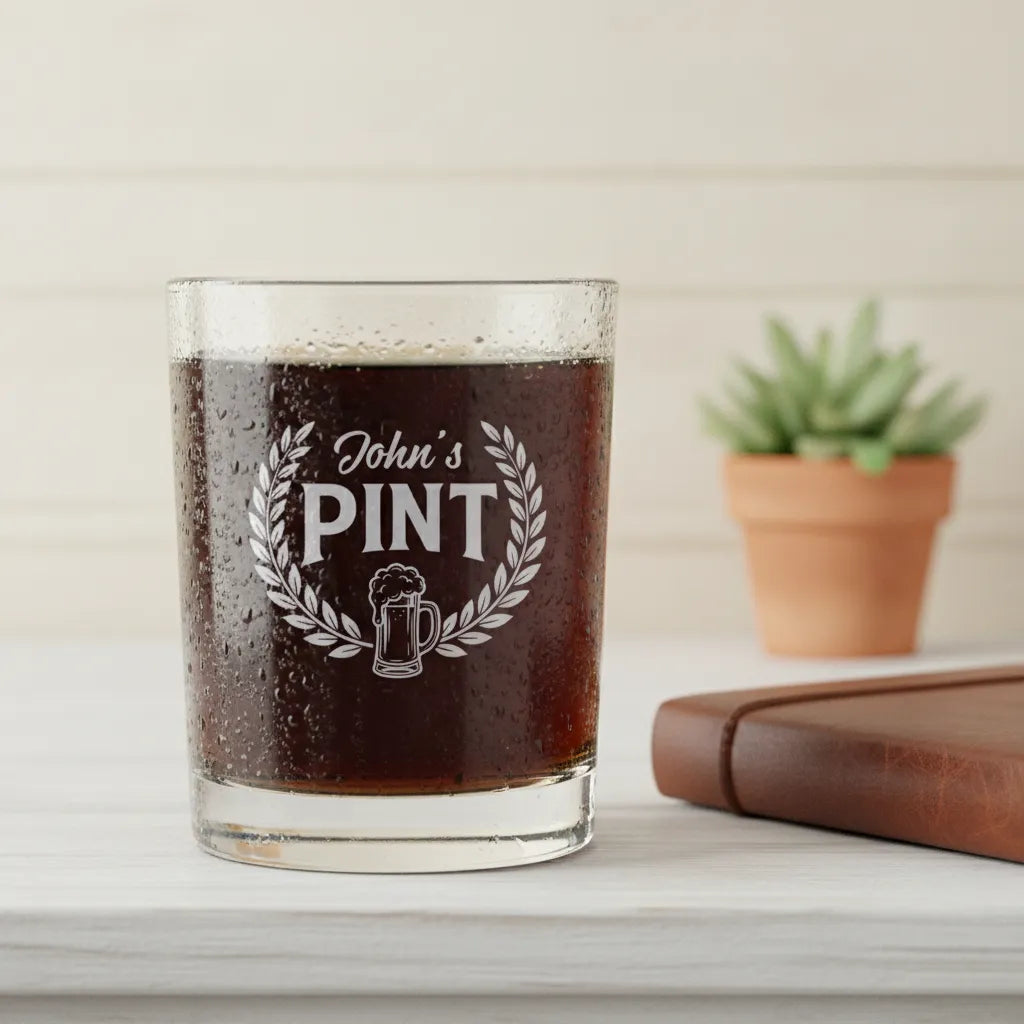 Personalized Pint Crest Whiskey Glass